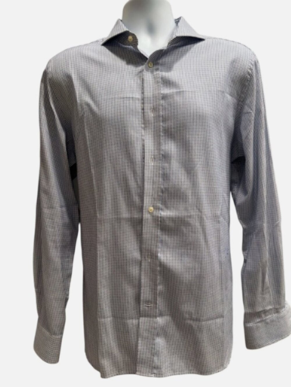 Boggi Milano ButtonUp Shirt Tailored Long Sleeve Casual Blue White Mens 42/17